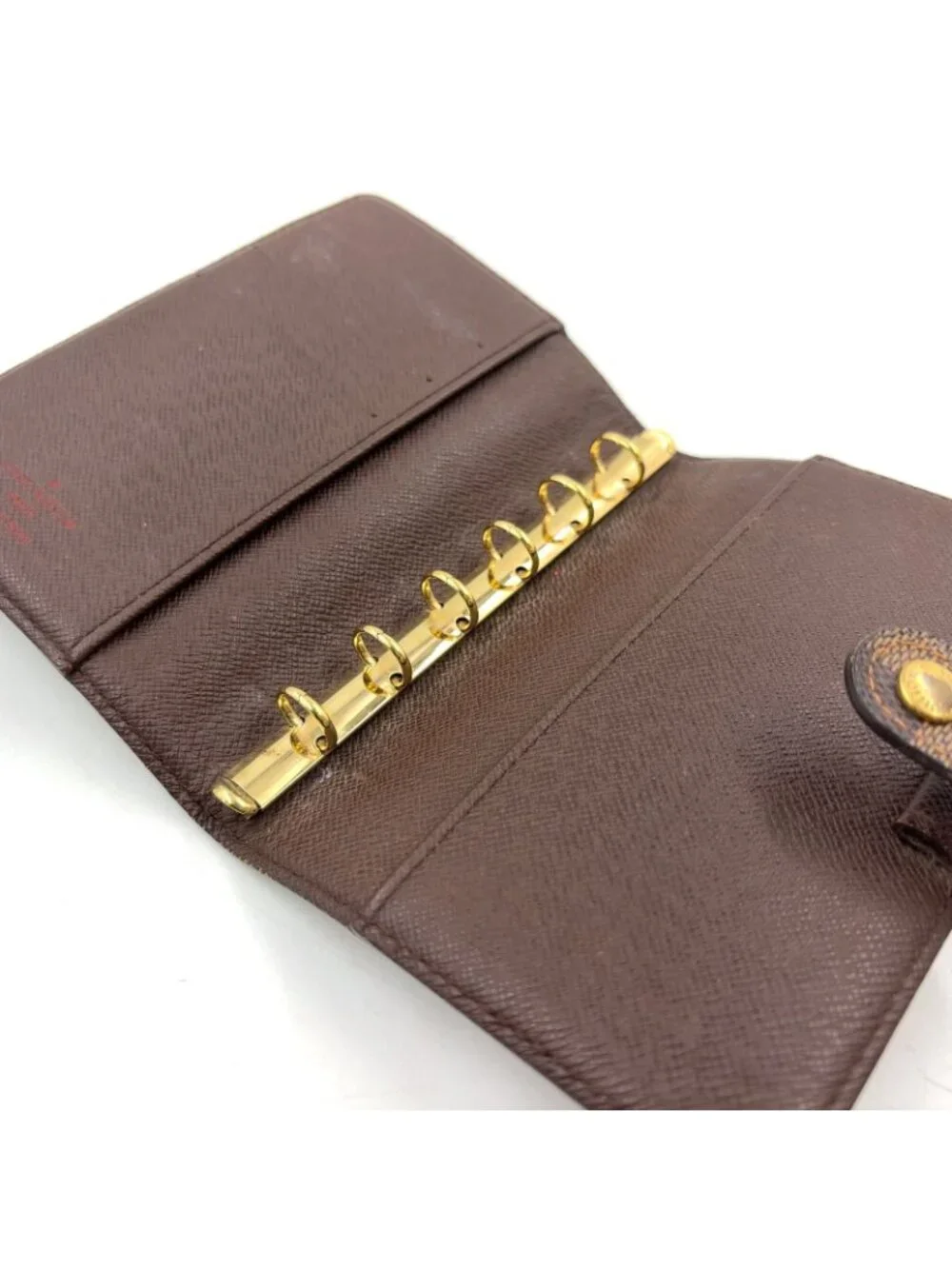 Louis Vuitton Agenda PM Damier Leather Brown Notebook Cover Gold